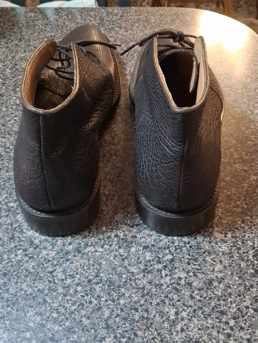 Alan Payne Brown Pebbled Shark Skin Leather Lace-Up Chukka Dress Boots Sz 12